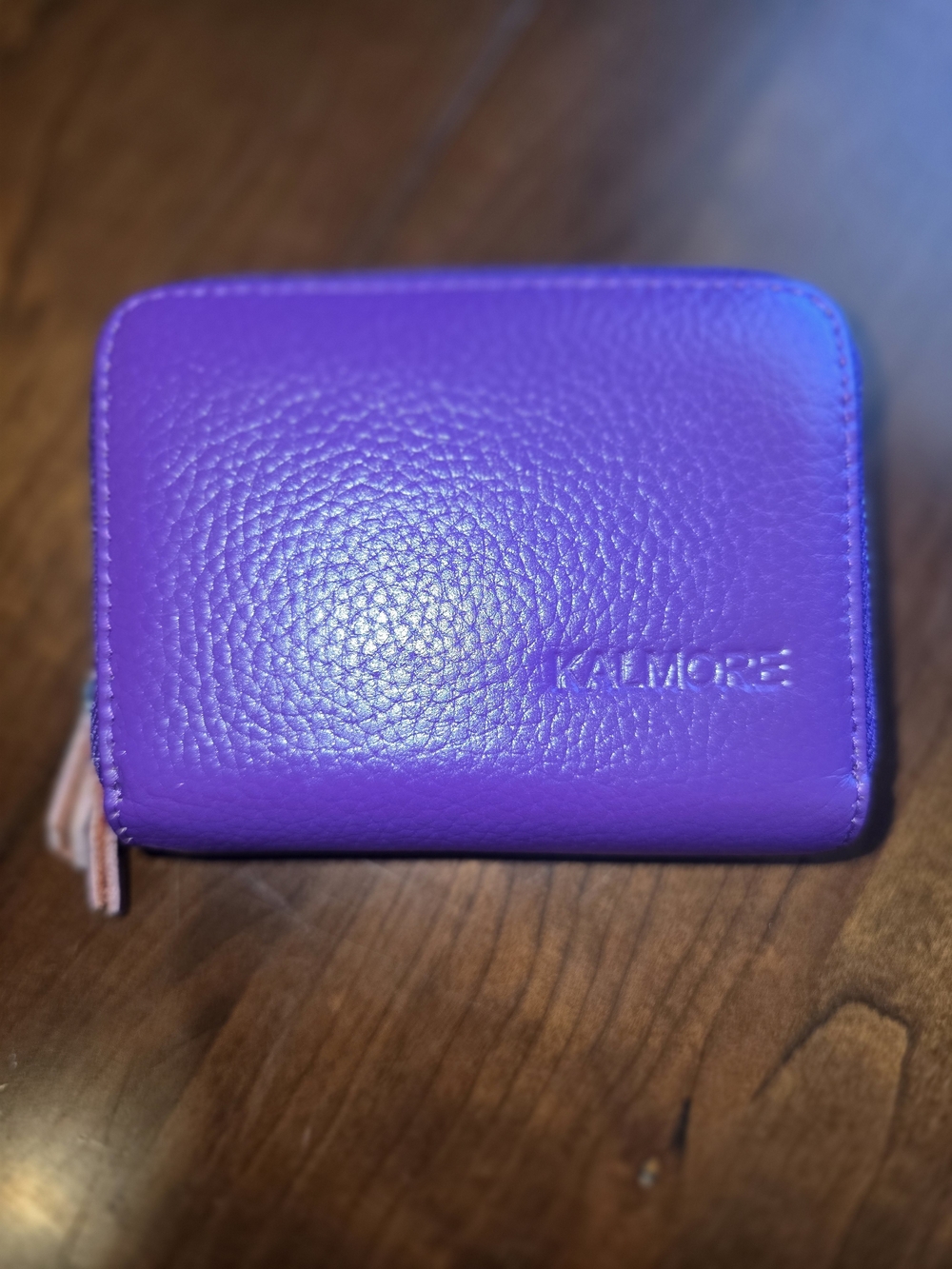 🔥 Kalmore Purple Pebbled Leather Two Compartment Zip Card Holder, Like New!